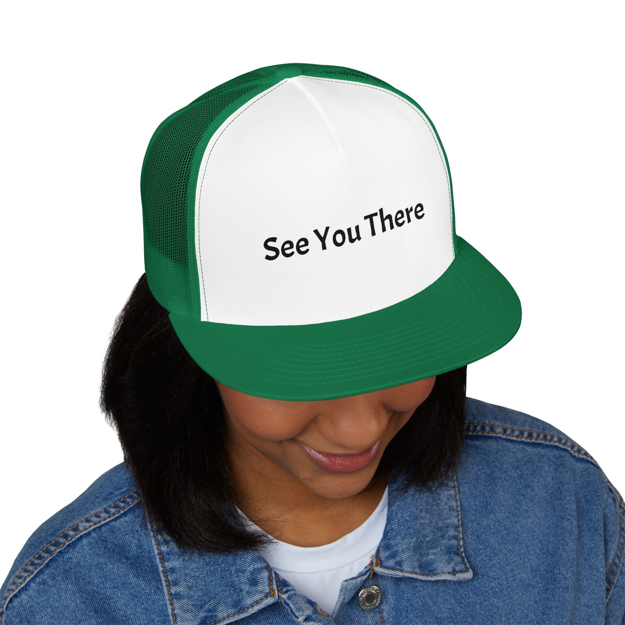 "See You There" Embroidered 5 Panel Trucker Cap - Perfect for Outdoor Adventures, Casual Outings, Festivals, Gifting & Everyday Style, 'See You [...]